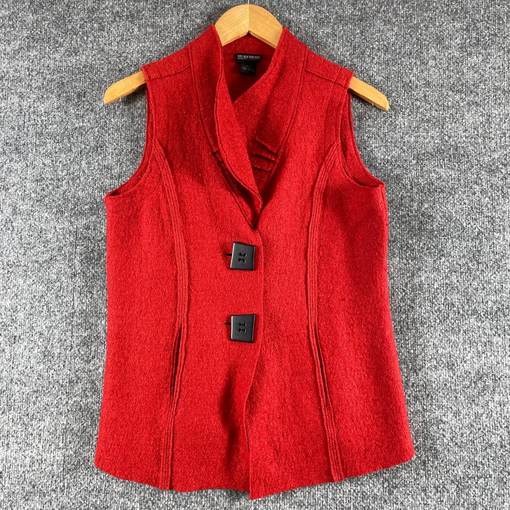 Nomadic Traders Vest Womens Small Red Textured Boiled Wool Blend Outdoors Ski